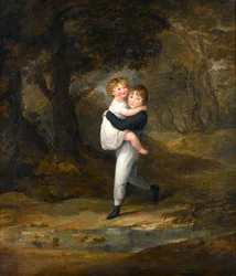 Bambini nel bosco che attraversano il ruscello, c.1806